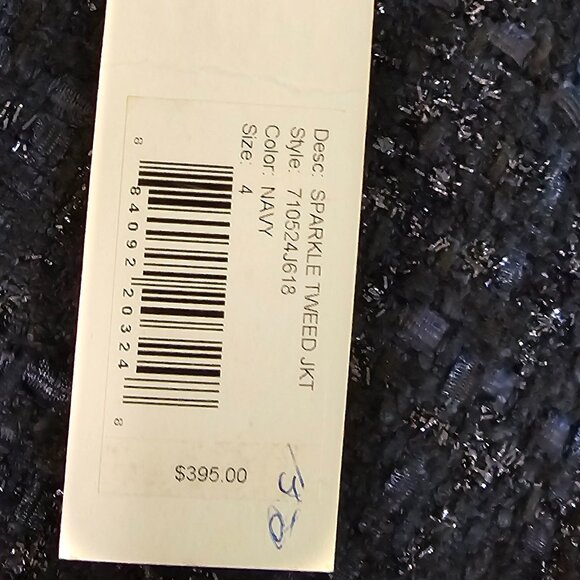 Rebecca Taylor Tweed Jacket Women’s 6 Full Zip Navy Blue Metallic - Picture 4 of 4